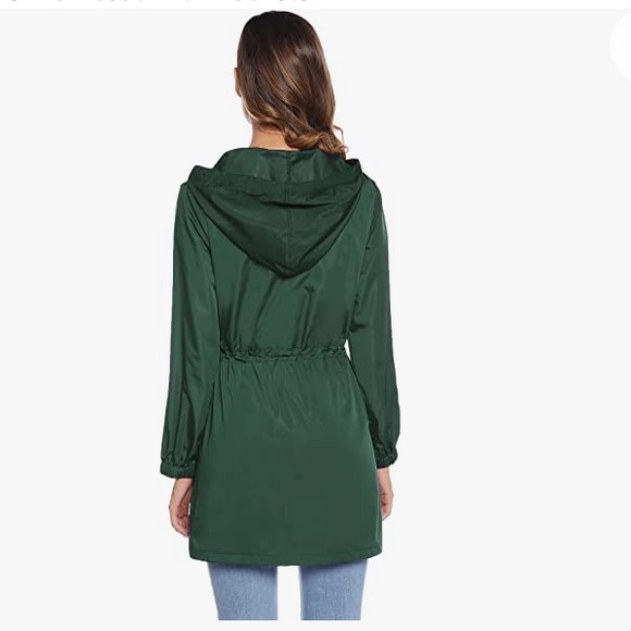 Womens Waterproof Hooded Rain Jacket Lightweight Windbreaker Raincoat w/ Pockets - Picture 3 of 6